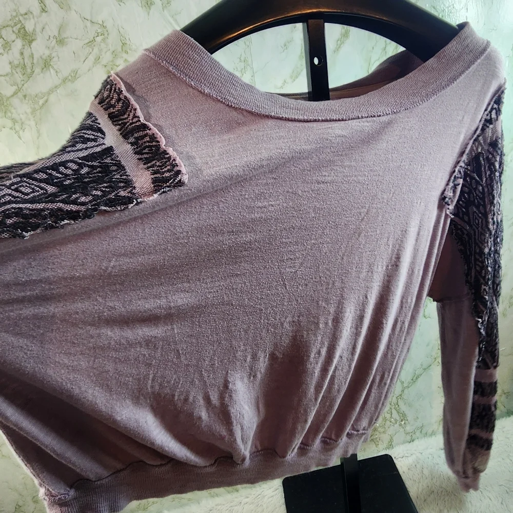 We The Free Lavender Boat Neck Cropped Top